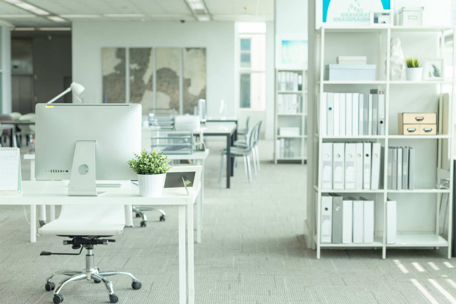 Modern office interior lit with LED lighting